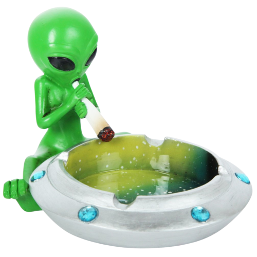 Artikelbild des Artikels “Aschenbecher Alien Grün mit Schmuckstein Lustig “