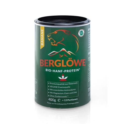 Artikelbild des Artikels “Berglöwe Bio Hanfprotein Banane Vegan ohne Zuckerzusatz, 400g “