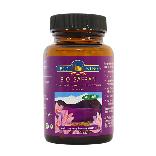 Artikelbild des Artikels “BioKing Bio Safran 37 mg Premium-Extrakt mit Bio Acerola in 60 Kapseln “