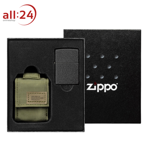 Artikelbild des Artikels “Zippo Tactical Pouch and Black Crackle® Brauner Feuerzeugbeutel mit Original Zippo Geschenkset “