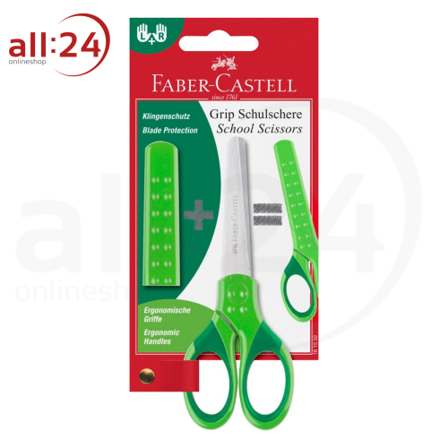 Artikelbild des Artikels “Faber Castell Schulschere Grip Grün mit Abdeckung “