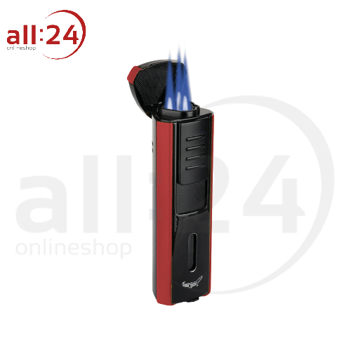 Artikelbild des Artikels “Formula Crocodile Norma Triple Jet-Flame Feuerzeug in Eleganzrot mit Zigarrenbohrer “