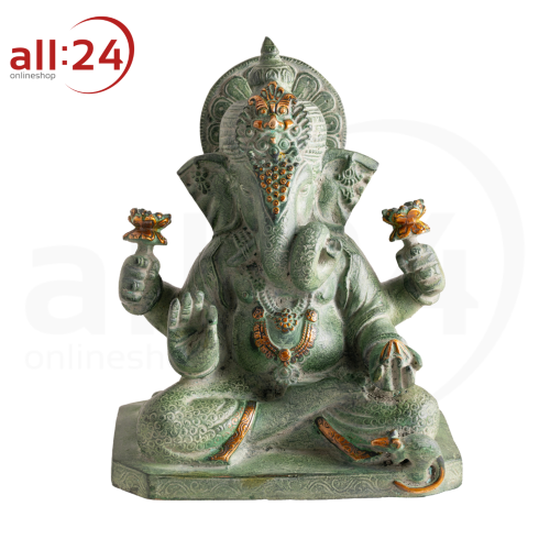 Artikelbild des Artikels “Ganesha Statue Antik Grün mit Gold Finish “