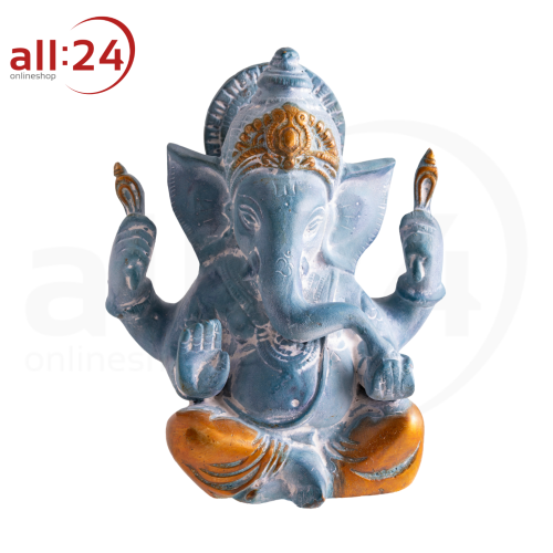 Artikelbild des Artikels “Ganesha Statue aus blauem Sandstein mit Gold Finish “
