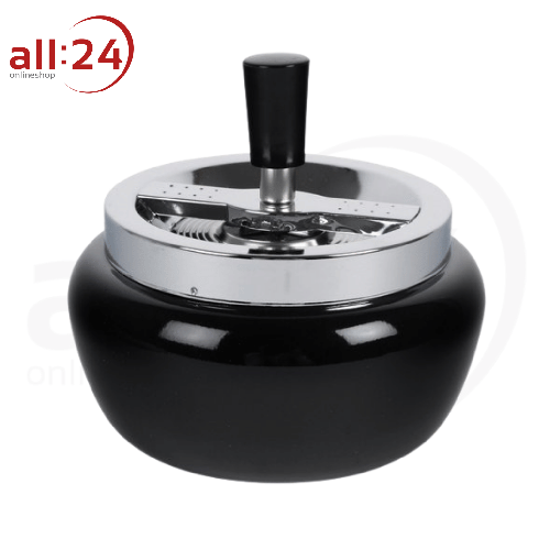 Artikelbild des Artikels “Drehascher Aschenbecher Schwarz Metallic 11 cm ⌀ “