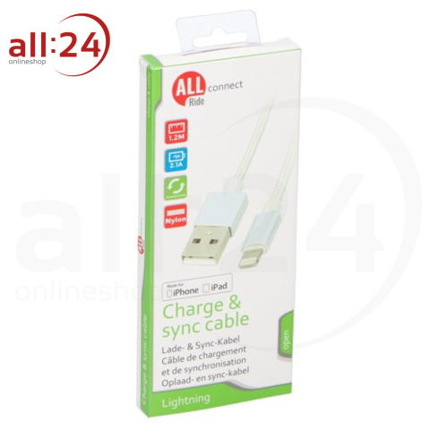 Artikelbild des Artikels “ALLride Lade- und Sync-Kabel iPhone/iPad (Lightning) 1,2m “