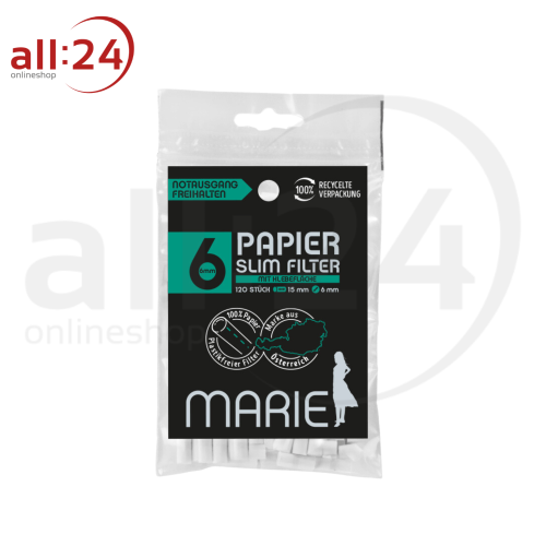 Artikelbild des Artikels “Marie Papier Slim Filter 6 mm - Beutel mit 120 Stück “