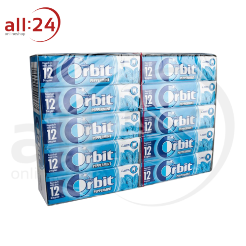 Artikelbild des Artikels “Orbit Dragees Peppermint Kaugummi Vorteilspack XXL - Karton mit 30 Stück á 12 Kaugummis “