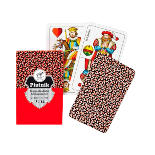 Artikelbild des Artikels “Piatnik Doppeldeutsche Schnapskarten Set Rot 24 Blatt Spielkarten “