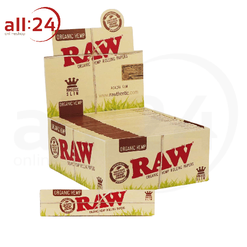 Artikelbild des Artikels “BOX RAW Organic Hemp King Size Slim Rolling Papers, 50 Stück á 32 Blatt “