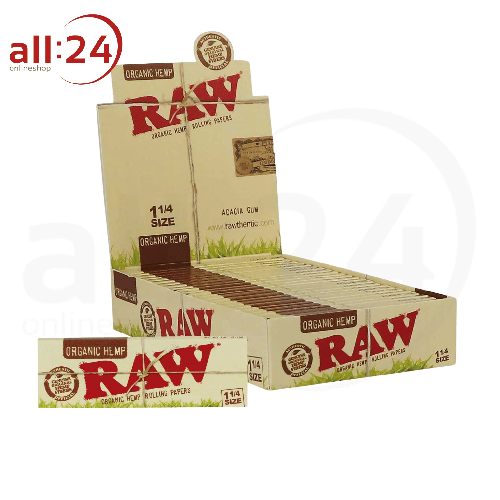 Artikelbild des Artikels “BOX RAW Organic Hemp Rolling Papers 1 1/4, 24 Stück “