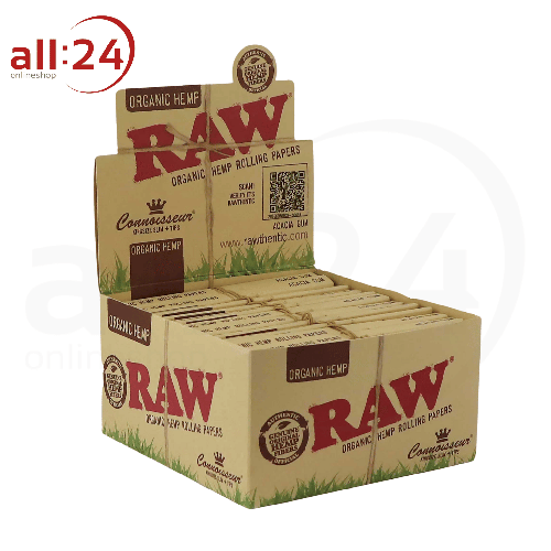 Artikelbild des Artikels “BOX RAW Rolling Paper Connoisseur ORGANIC HEMP mit Filter Tips, 24 Stück “