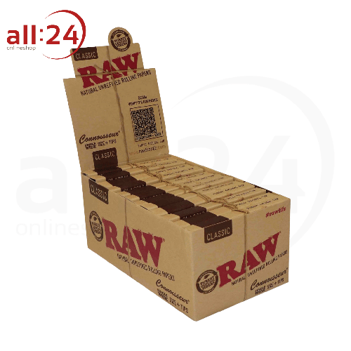 Artikelbild des Artikels “BOX RAW Rolling Paper Connoisseur Single Wide + Tips, 24 Stück “