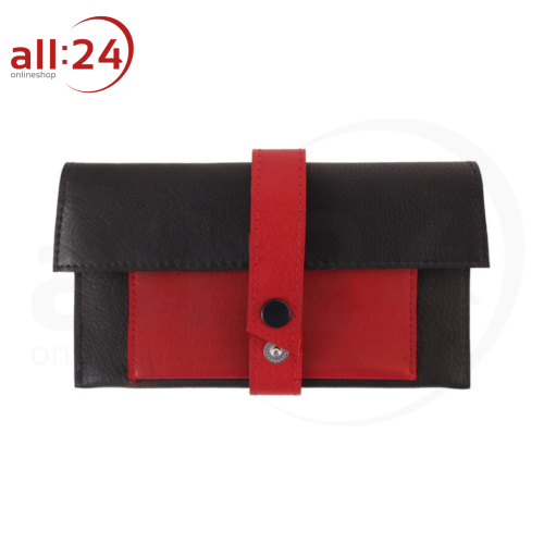 Artikelbild des Artikels “Tabaktasche Leder rot/schwarz mit Druckverschluss “