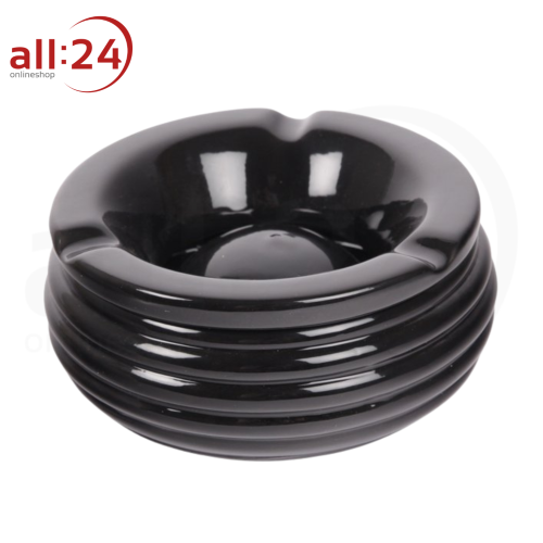 Artikelbild des Artikels “Keramik Aschenbecher Windascher Rillen Schwarz 15 cm ⌀ “