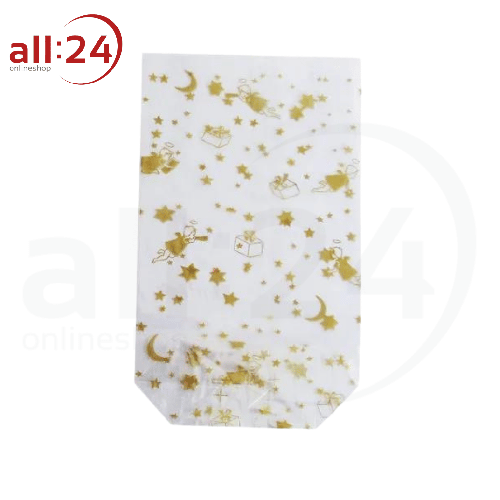 Artikelbild des Artikels “Zellglasbeutel Weihnachten Sterne und Engel Gold 9,5x16cm 10 Stück “