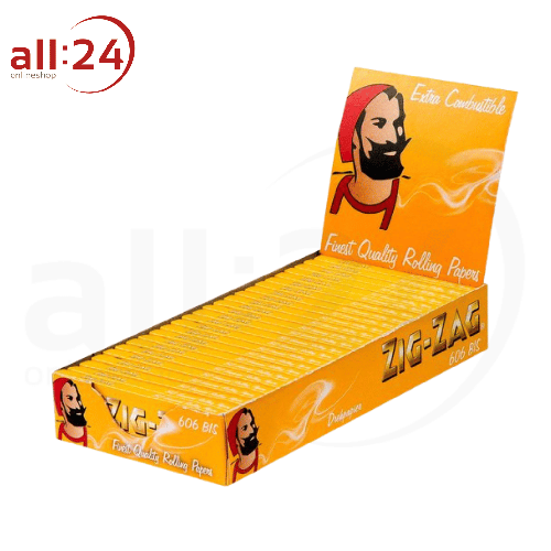 Artikelbild des Artikels “BOX ZIG ZAG Zigarettenpapier Gelb No. 606 - 25 Stück á 50 Blatt “