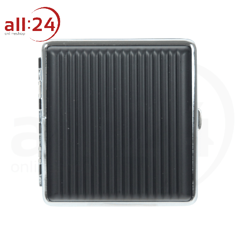 Artikelbild des Artikels “Zigaretten Etui Metall geriffelt Schwarz - Für 80mm Zigaretten, 20 Stück, mit Spange “
