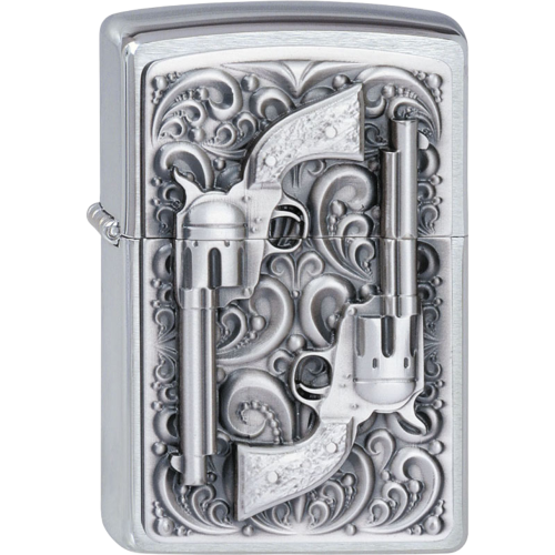 Artikelbild des Artikels “Zippo Feuerzeug Revolver Emblem Messing Silber 2001654 “