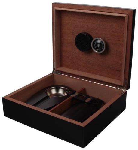 Artikelbild des Artikels “Humidor-Set schwarz mit Zigarrenetui “