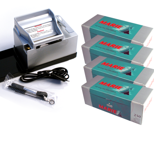 Artikelbild des Artikels “Wert-Set: Powermatic 2 PLUS Silber Stopfmaschine mit 1.000 MARIE Zigarettenhülsen “