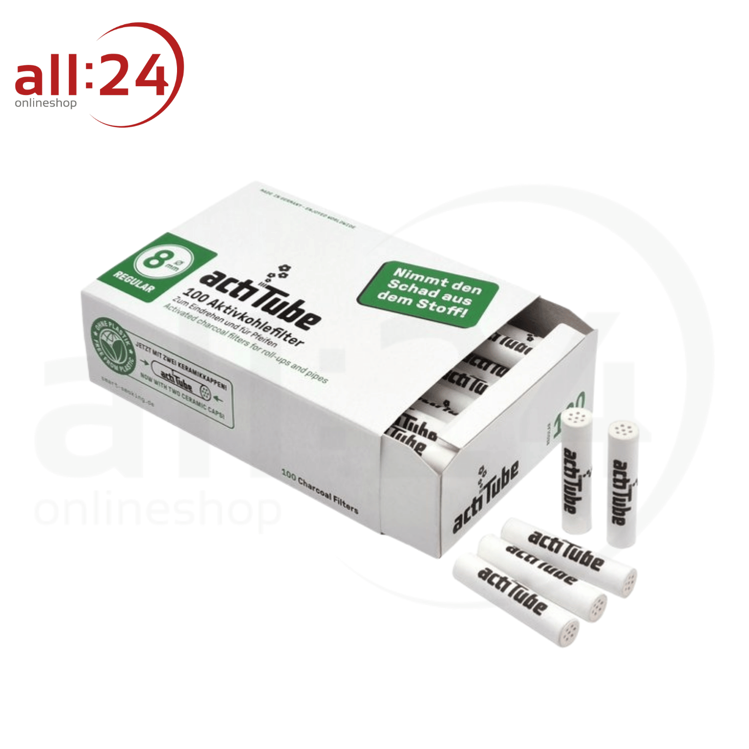 Artikelbild 1 des Artikels “ActiTube Aktivkohlefilter 8mm  - 100er Box “