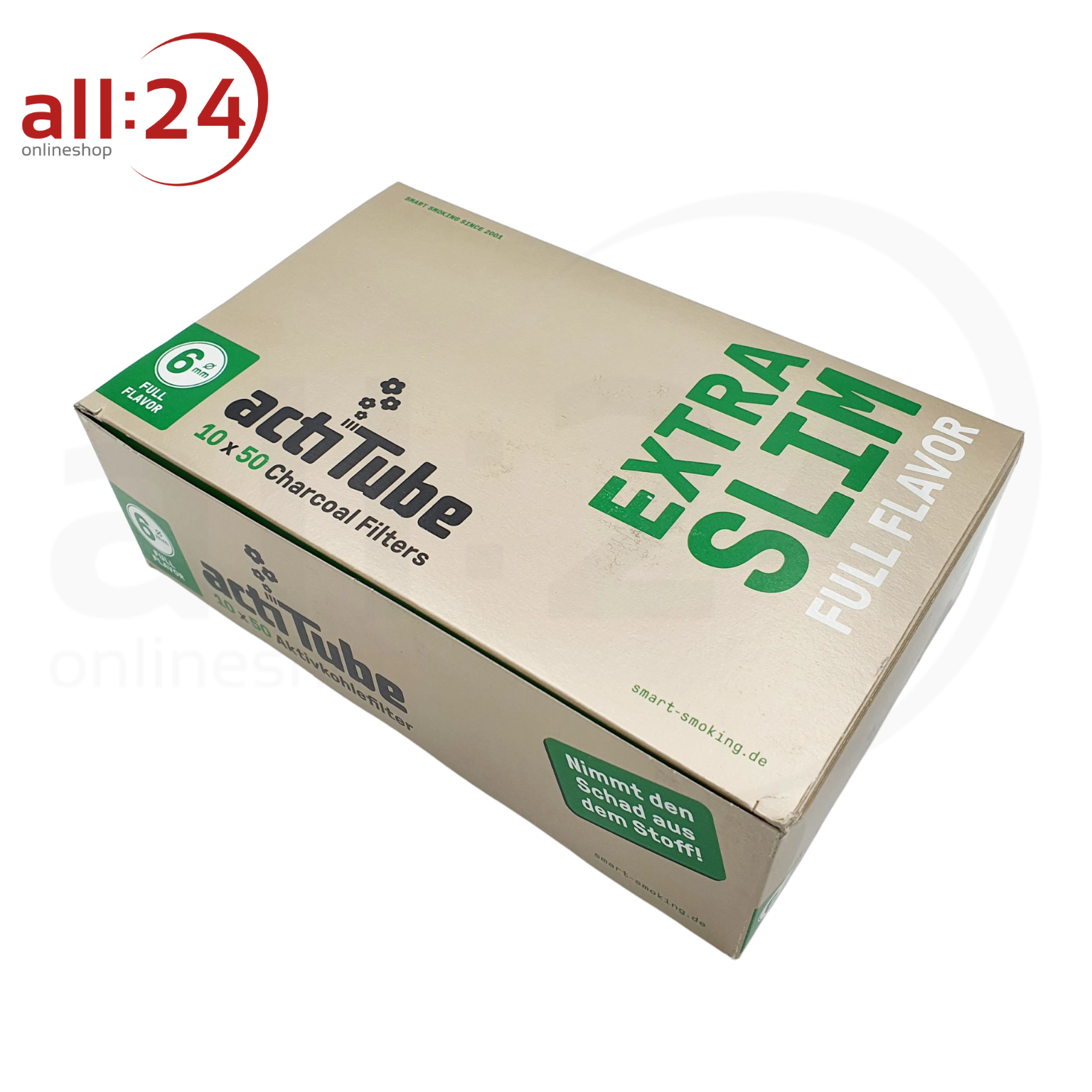 Artikelbild 1 des Artikels “ActiTube Gold Aktivkohlefilter Extra Slim 6mm - 10er Karton mit je 50 Filtern “