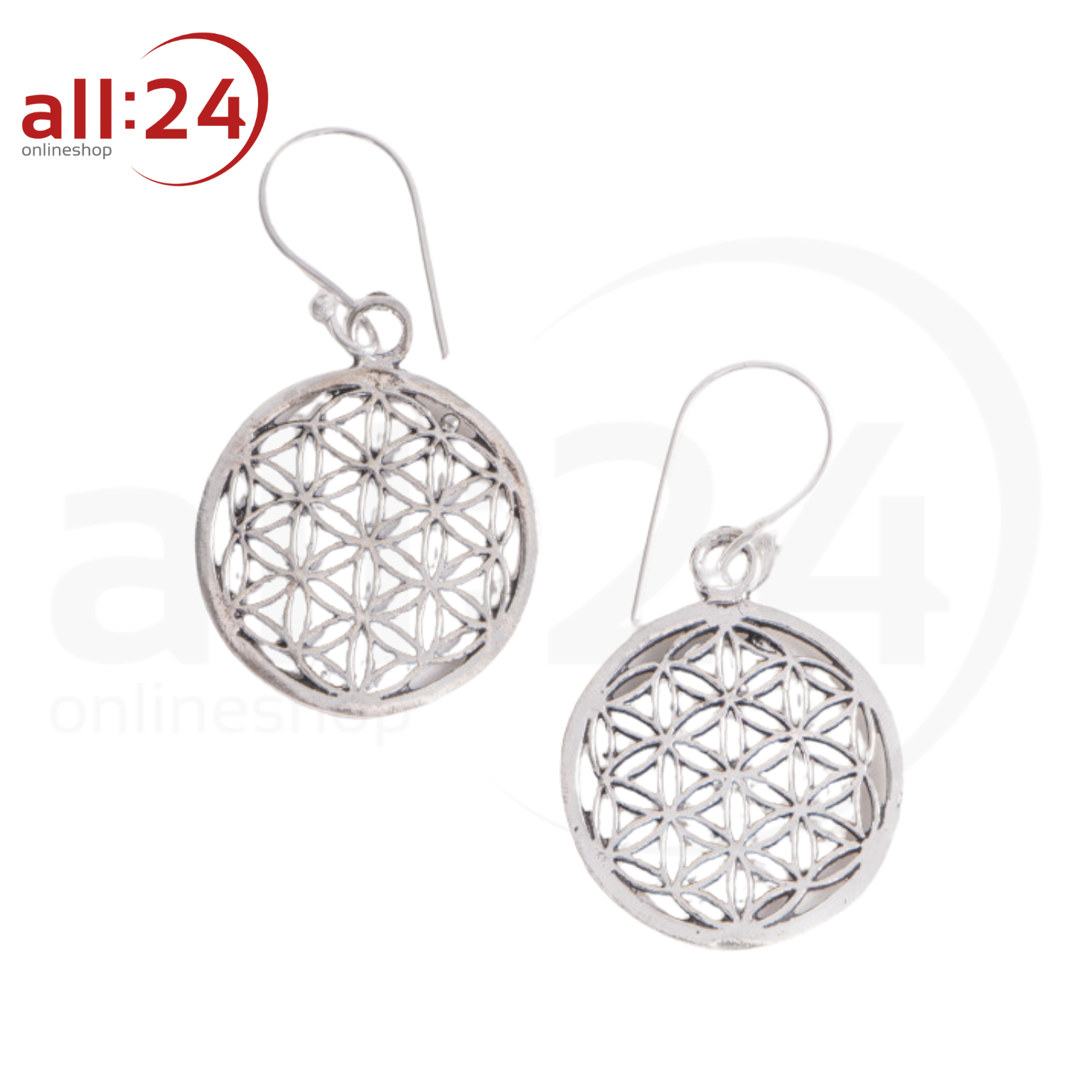 Artikelbild 1 des Artikels “Berk Blume des Lebens Ohrhänger Ohrringe Silber aus Messing Ø 2,4 cm “
