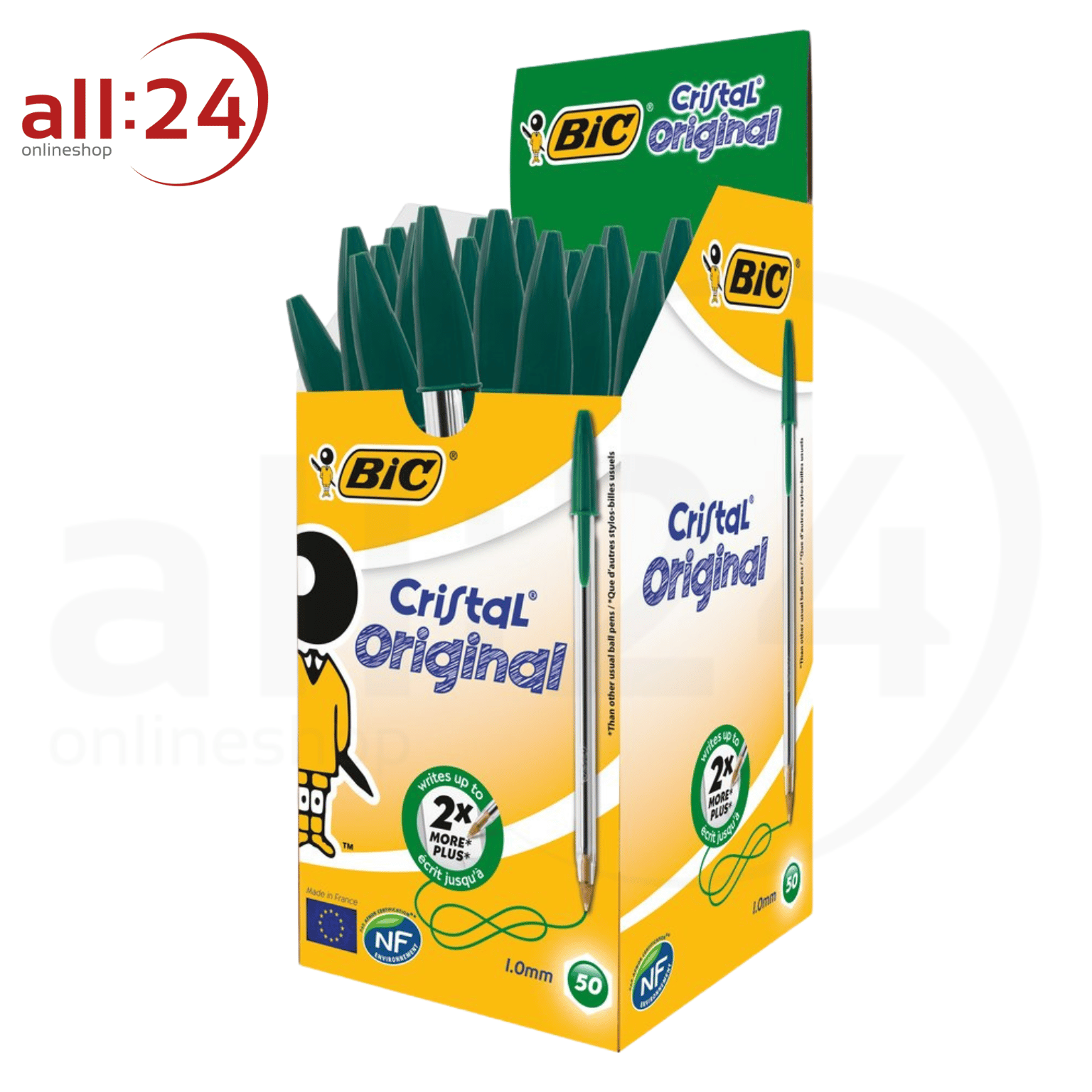 Artikelbild 1 des Artikels “Vorteilspack: BIC Kugelschreiber Cristal Grün 1.0 mm - 50 Stück “