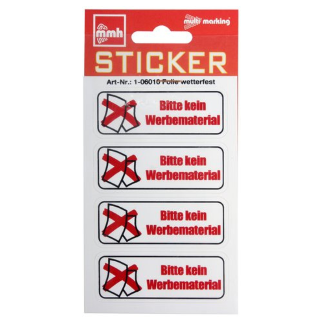 Artikelbild 1 des Artikels “Sticker Bitte keine Werbung Wetterfest Klein 4 Stk. “