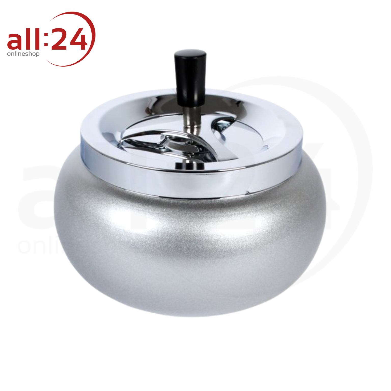 Artikelbild 1 des Artikels “Drehascher Aschenbecher Bauchig Metallic Silber 13 cm ⌀ “