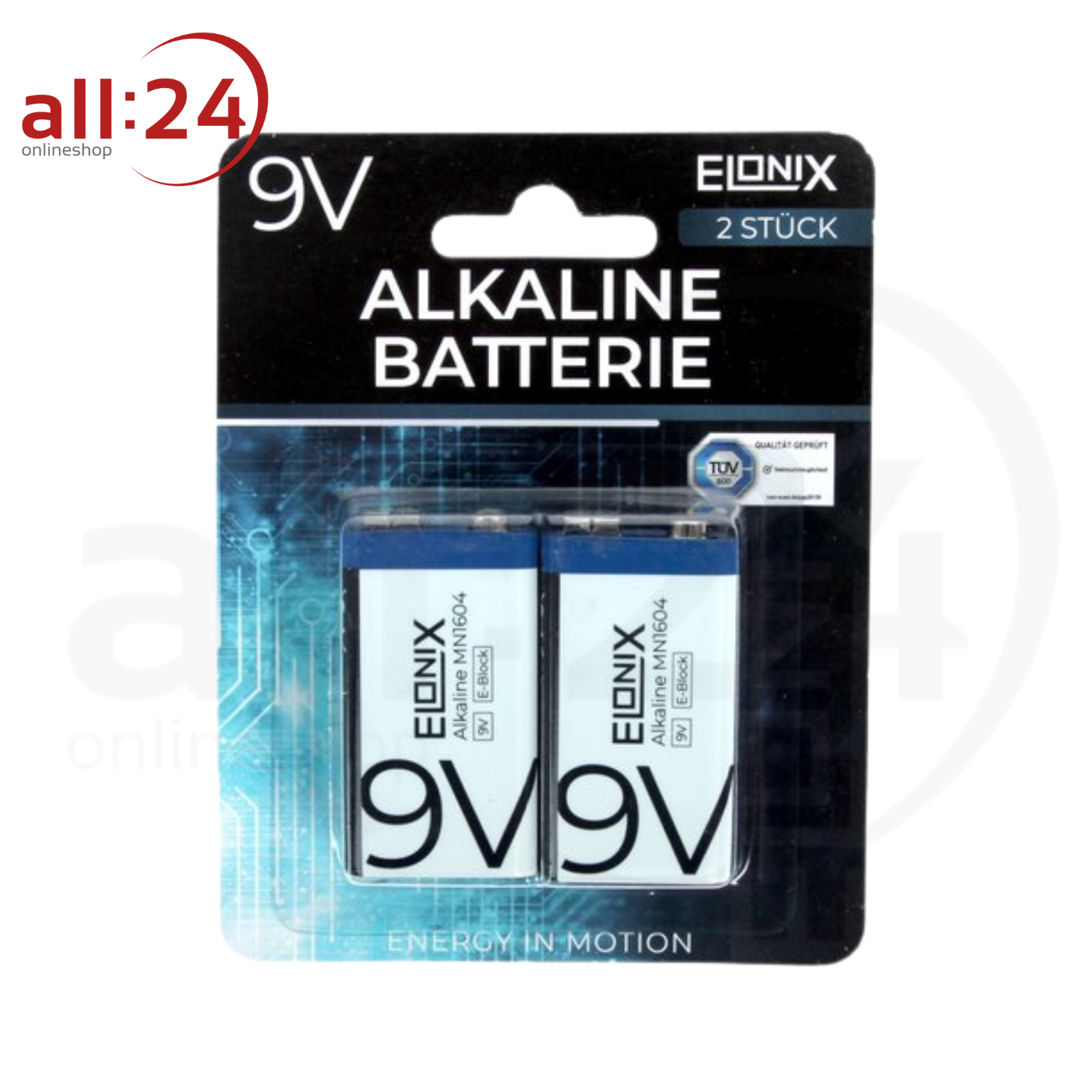 Artikelbild 1 des Artikels “ELONIX Alkaline Batterie Block 9V 2 Stk. “