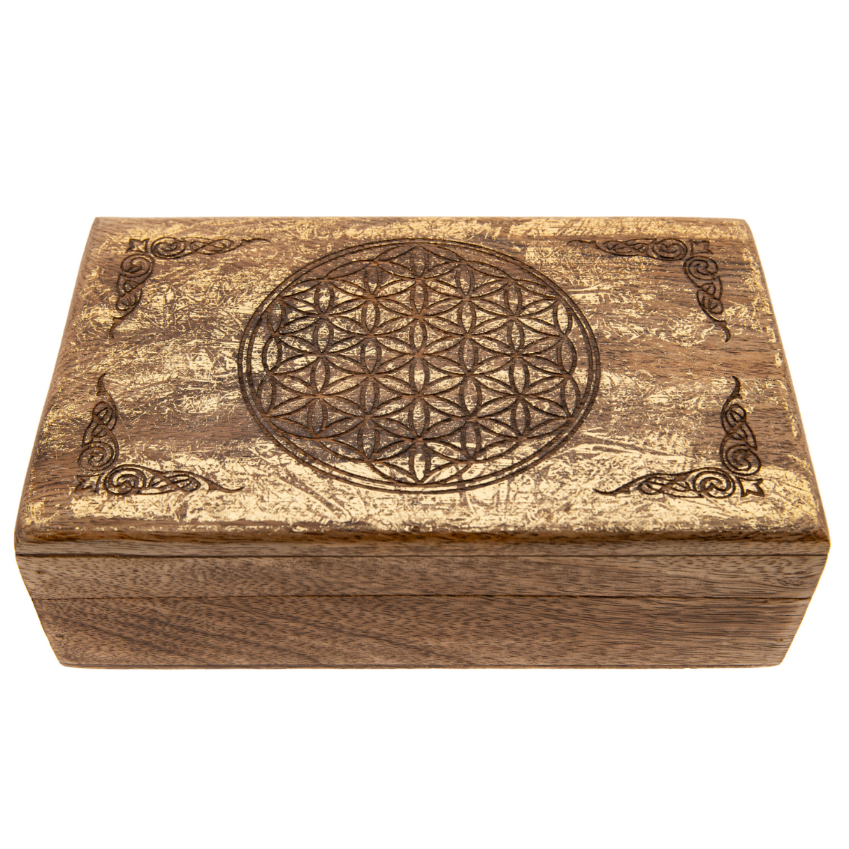 Artikelbild 1 des Artikels “Blume des Lebens Holzbox mit Goldverzierung “