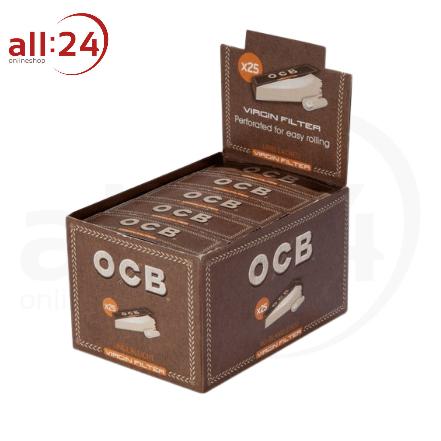 Artikelbild 1 des Artikels “BOX OCB Filter Tips Unbleached Virgin - 25er Box mit je 50 Blatt “
