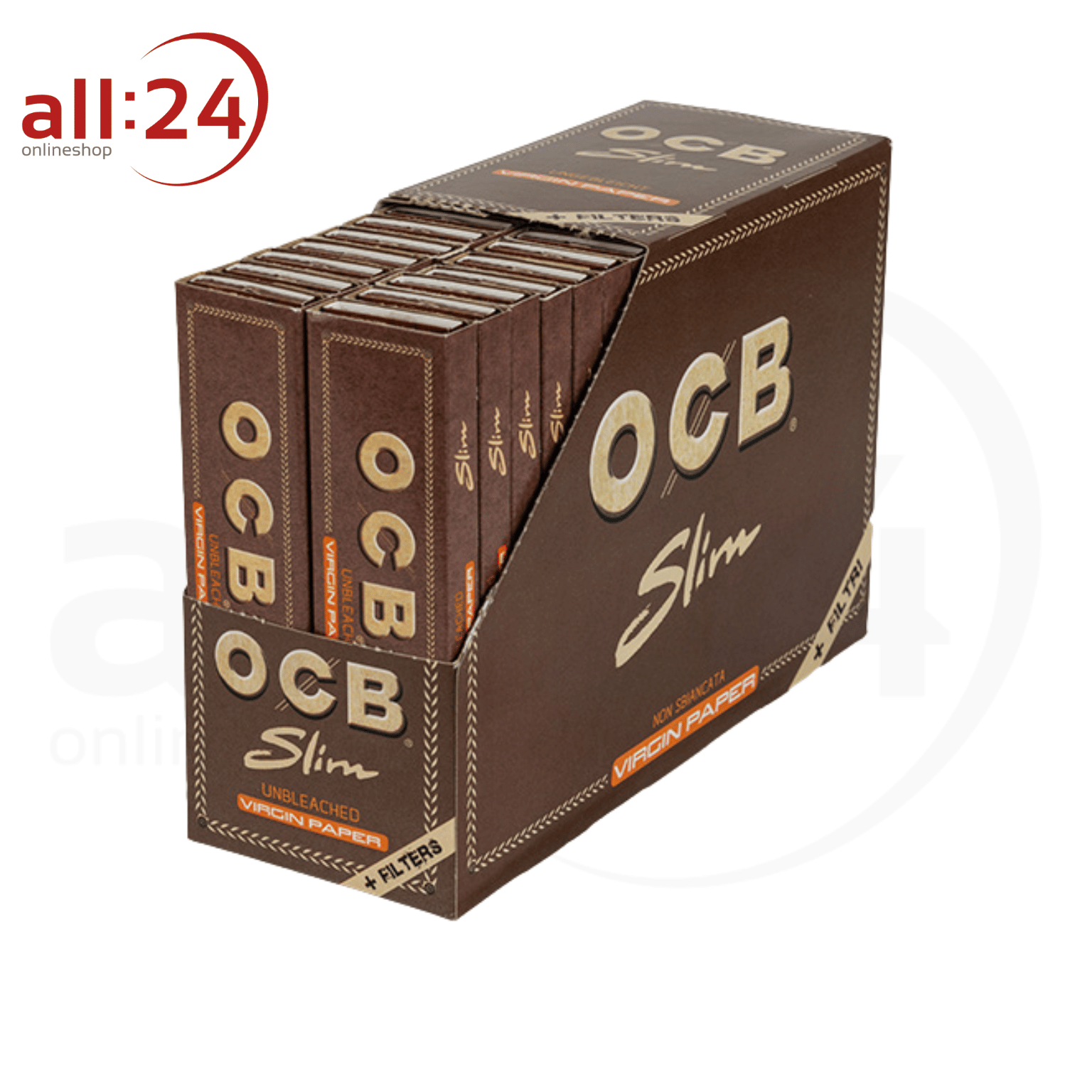 Artikelbild 1 des Artikels “OCB Unbleached Virgin Long Papers + Filter Tips 32er Karton “