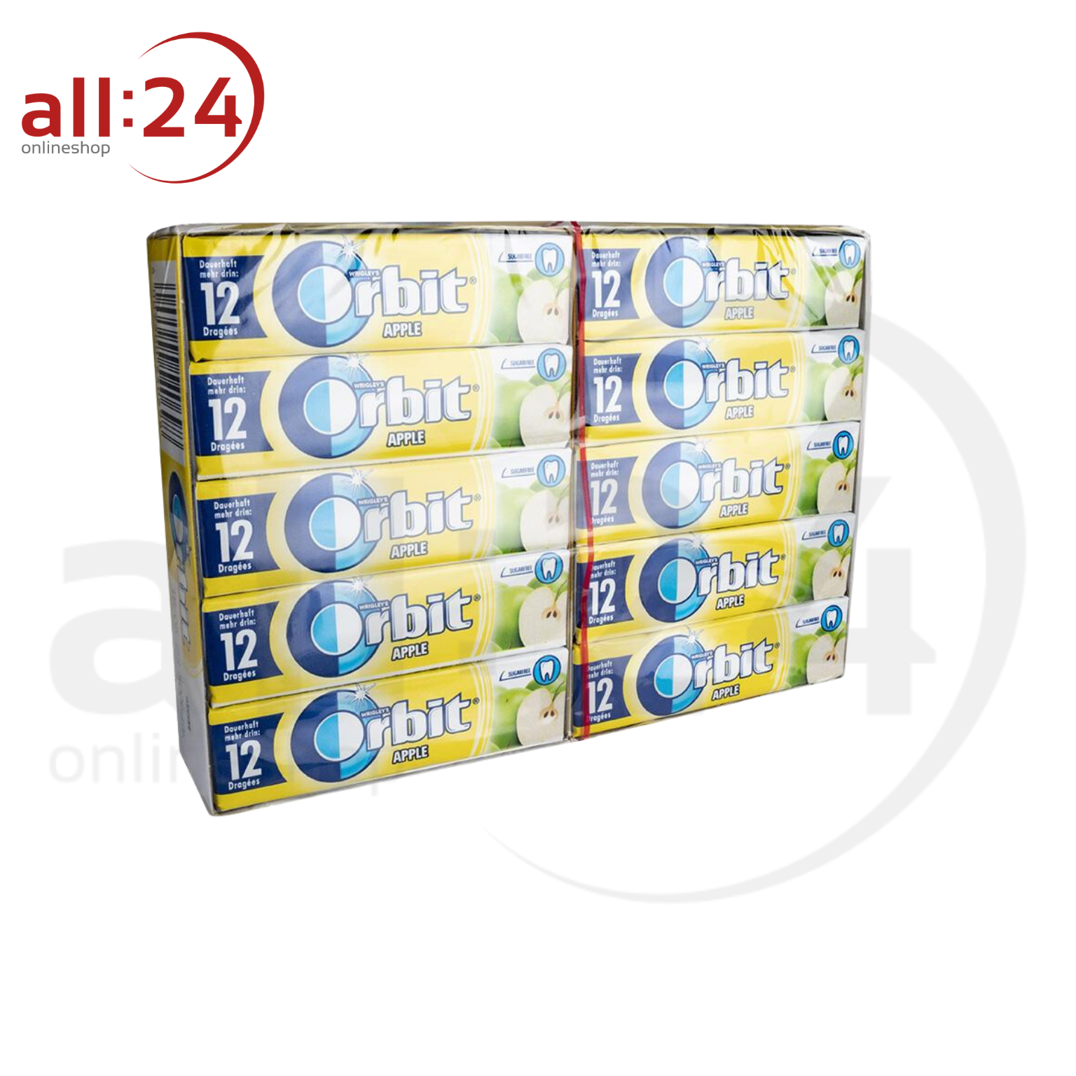 Artikelbild 1 des Artikels “Orbit Dragees Apfel Kaugummi Vorteilspack XXL - Karton mit 30 Stück á 12 Kaugummis “