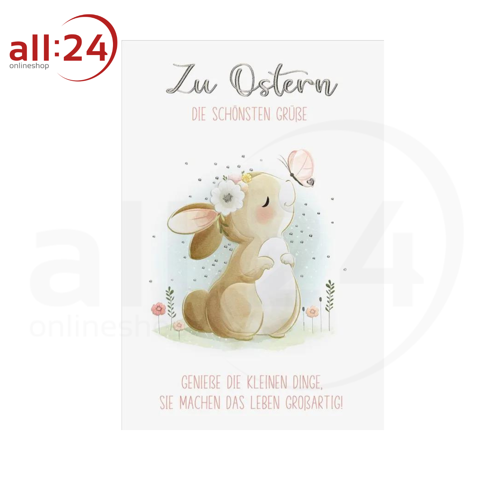 Artikelbild 1 des Artikels “Ostergrußkarte Hase Zartrosa Weiß “