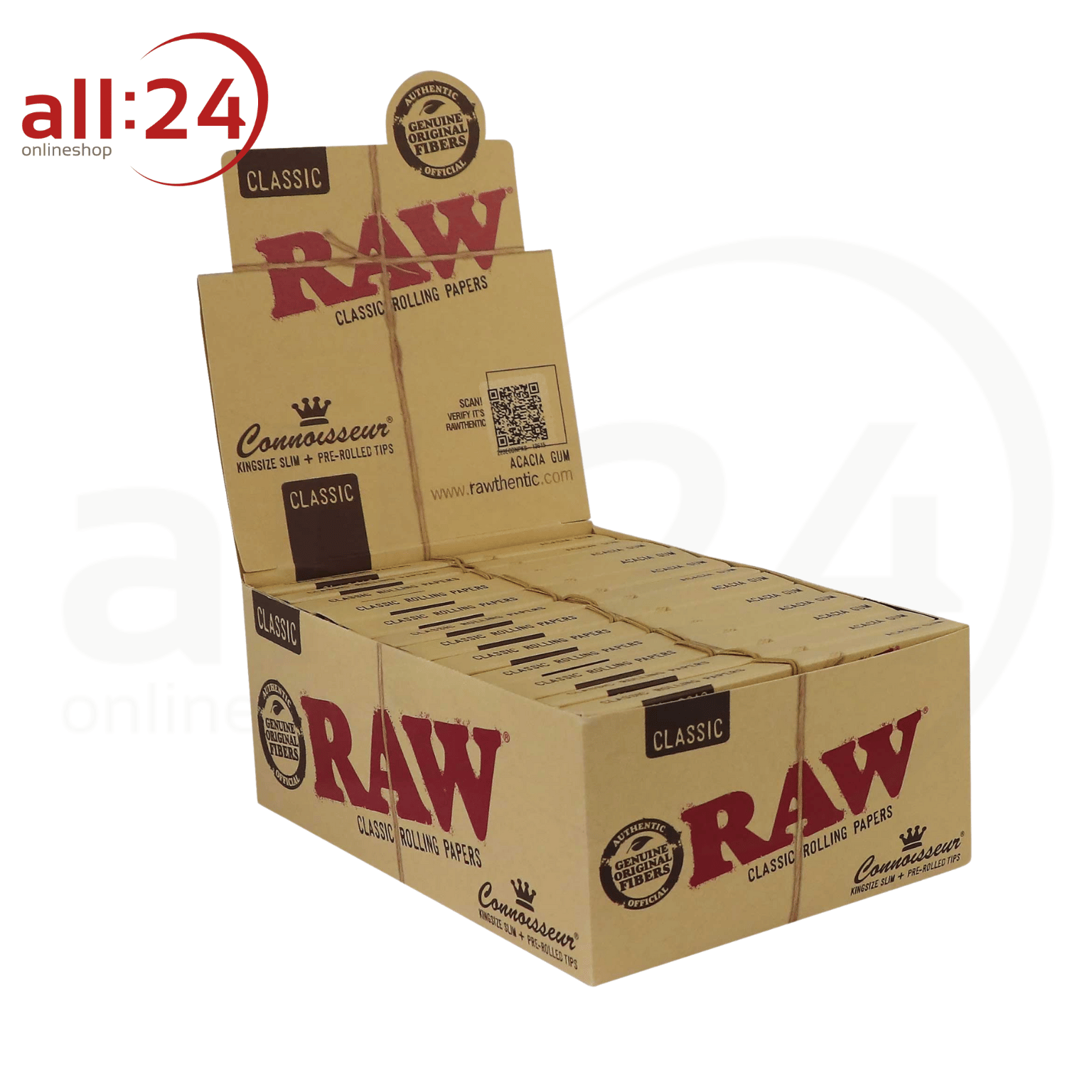 Artikelbild 1 des Artikels “BOX RAW Rolling Paper Connoisseur Classic King Size mit Filter Tips, 24 Stück “