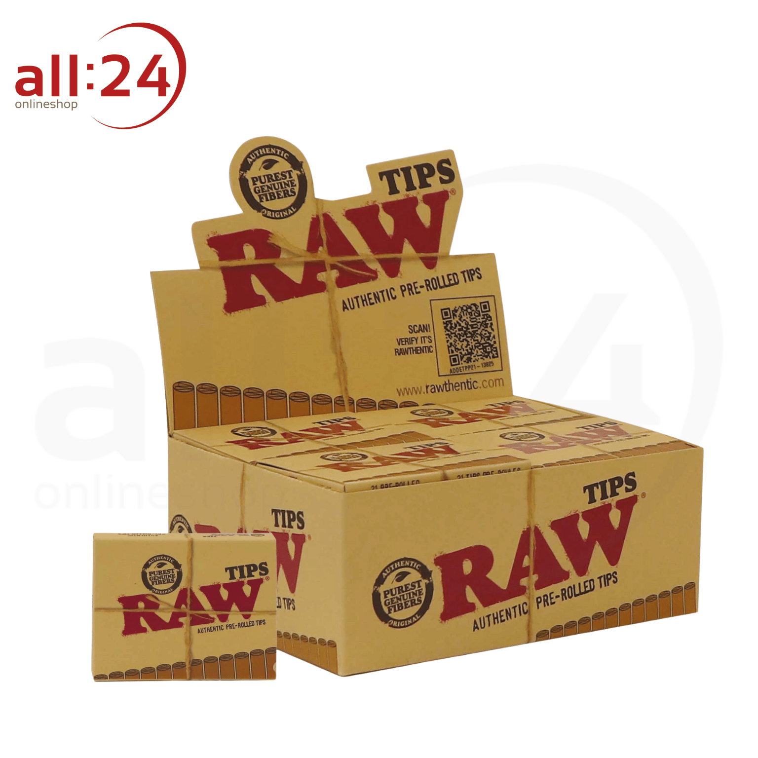 Artikelbild 1 des Artikels “BOX RAW Prerolled Tips, Vorgerollte Filtertips, 20 Stück je 21 Filter “