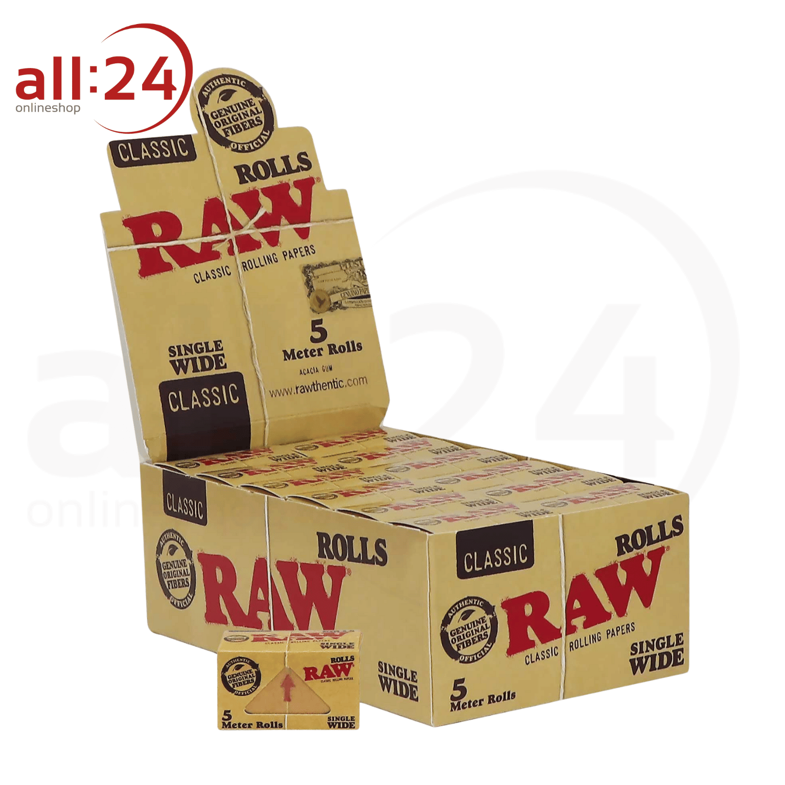 Artikelbild 1 des Artikels “BOX RAW Classic Single Wide Rolling Paper 24 Stück á 5 Meter “