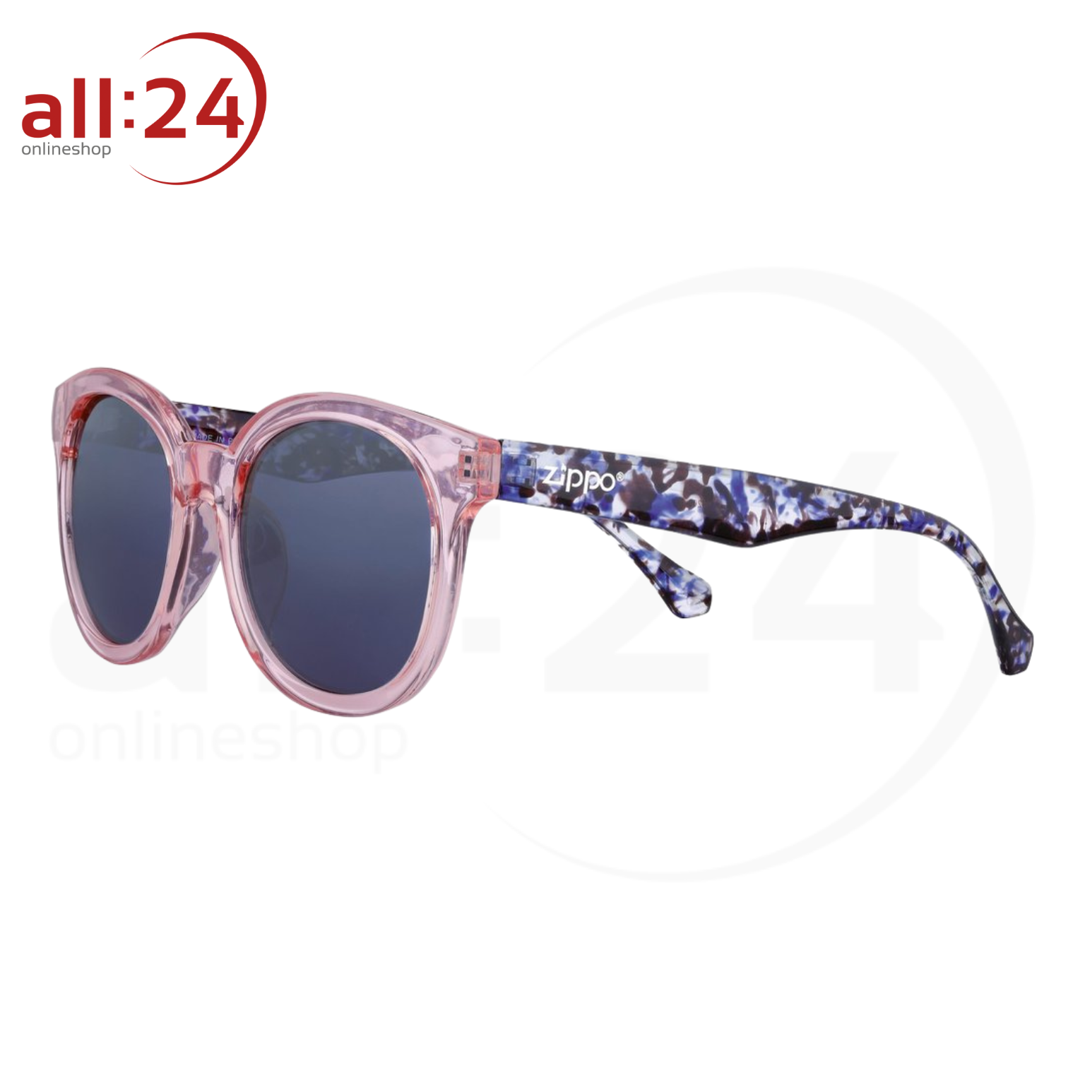 Artikelbild 1 des Artikels “Zippo Sonnenbrille Sunglasses Retro Rund mit violett pink gesprenkeltem Bügel “
