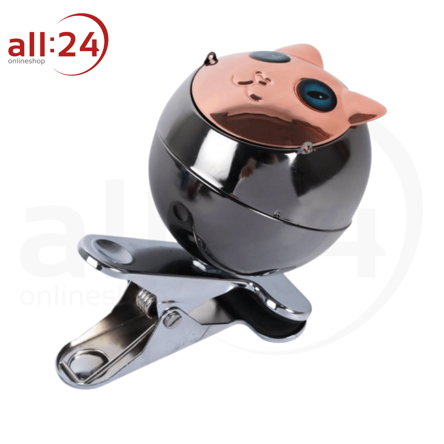 Artikelbild 1 des Artikels “Aschenbecher mit Tischklipp Katze Metallic Grau Rosé Lustig 7 cm ⌀ “