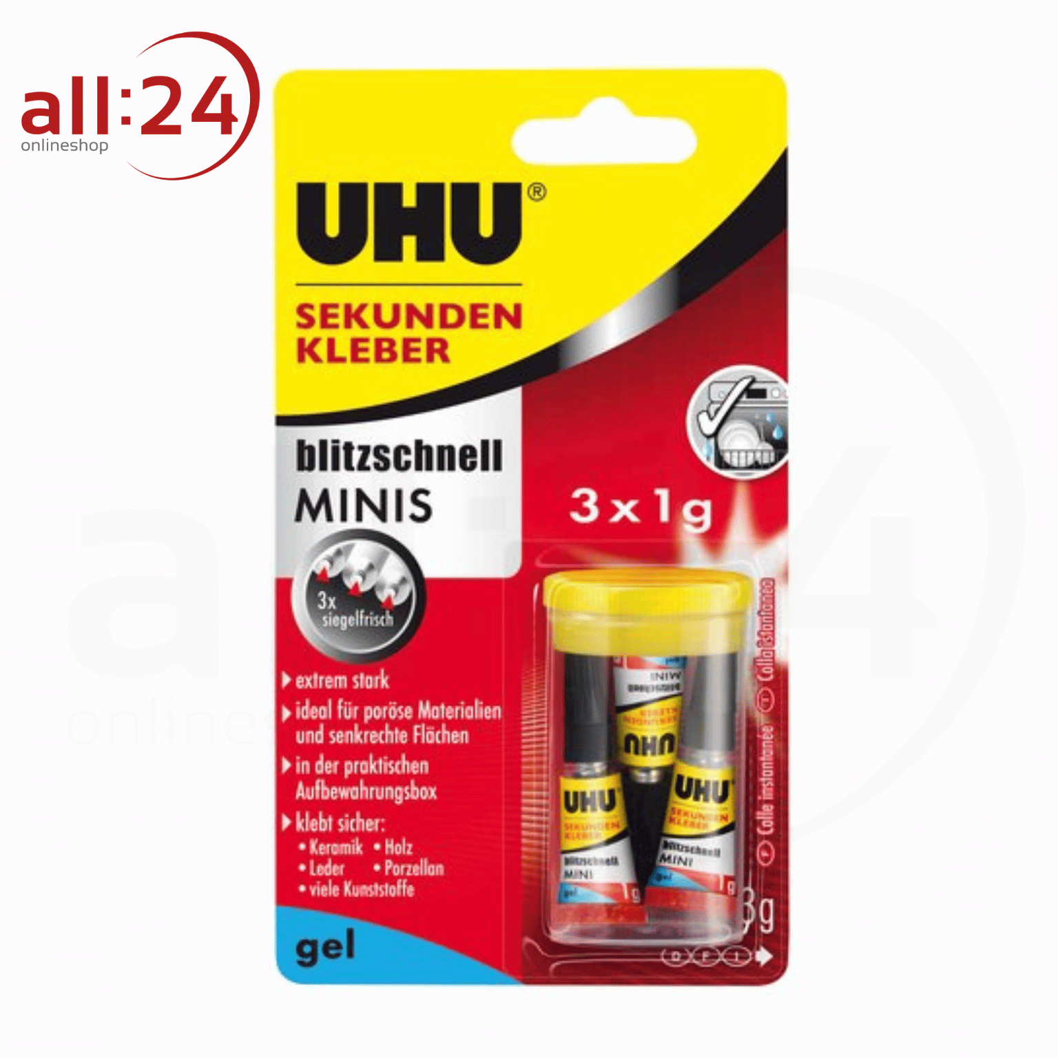 Artikelbild 1 des Artikels “UHU Sekundenkleber MINIS 3x1g Gel “