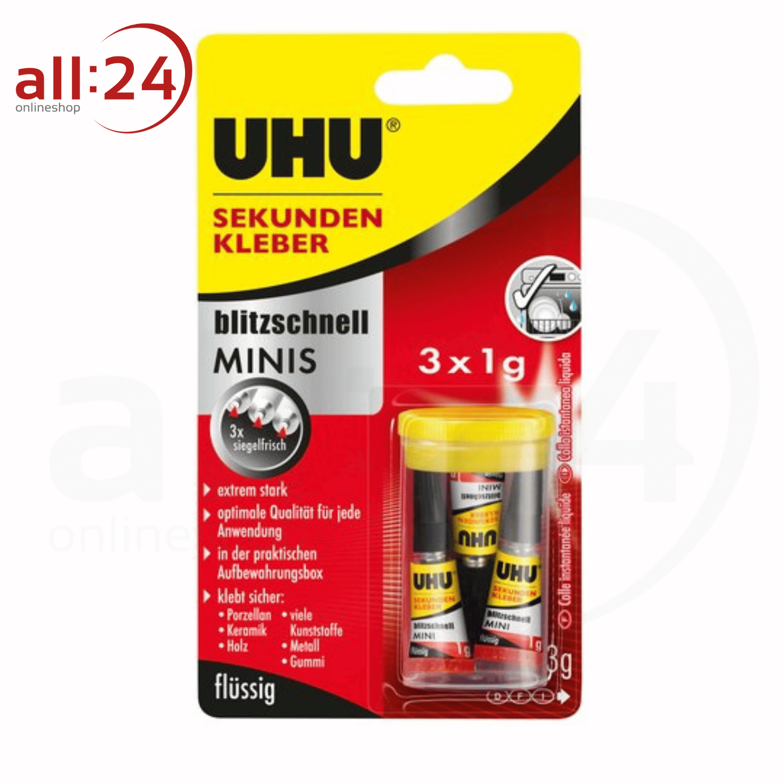 Artikelbild 1 des Artikels “UHU Sekundenkleber MINIS 3x1g Flüssig “