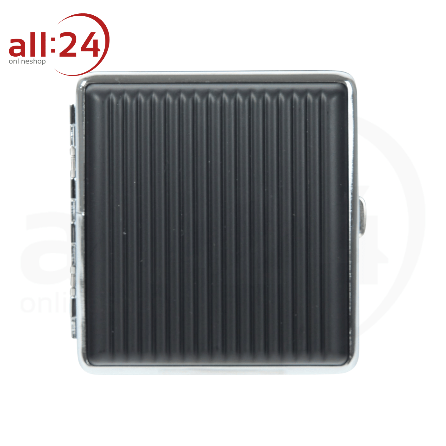 Artikelbild 1 des Artikels “Zigaretten Etui Metall geriffelt Schwarz - Für 80mm Zigaretten, 20 Stück, mit Spange “