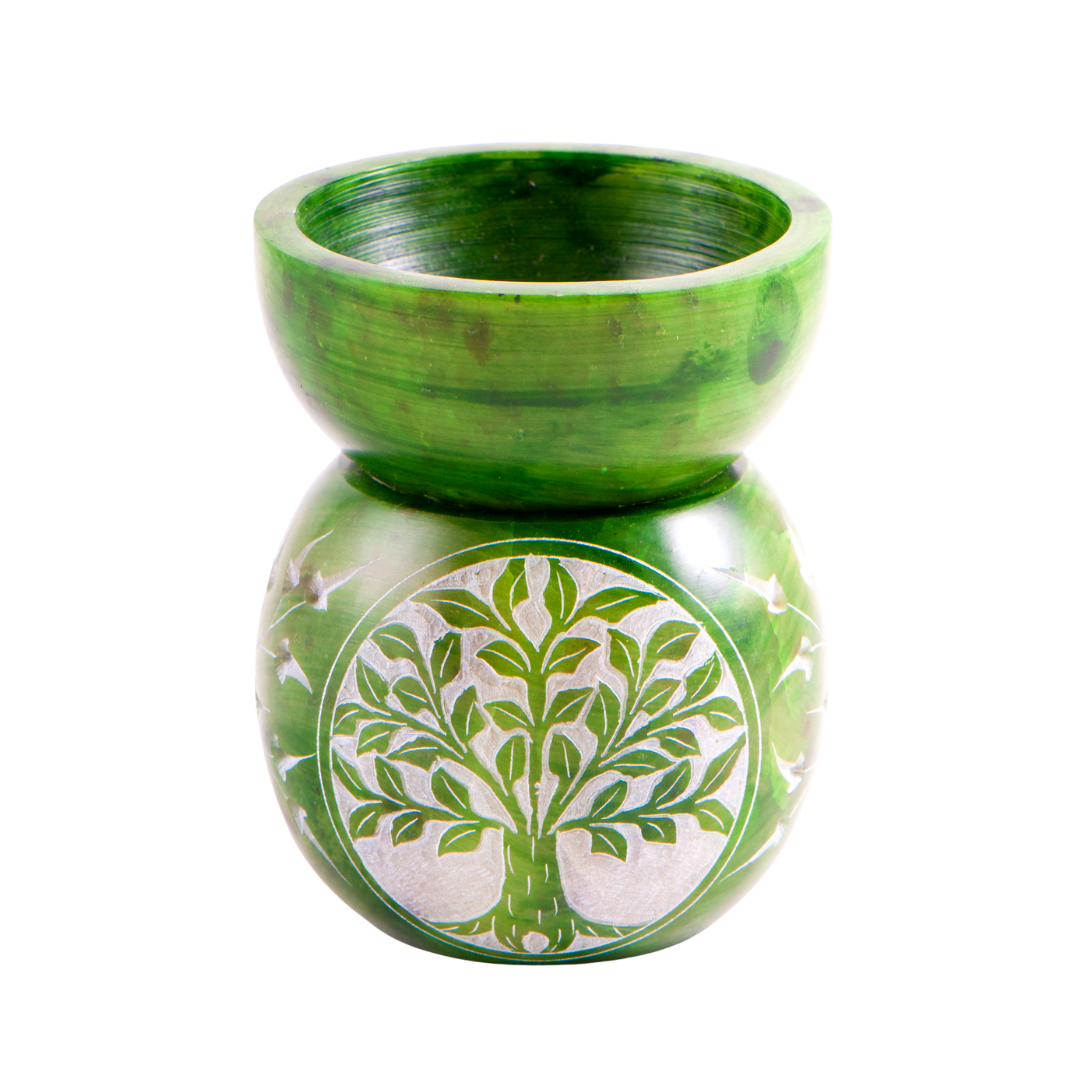 Artikelbild 1 des Artikels “Duftlampe Kugel Yggdrasil grün Speckstein für Ätherische Öle “