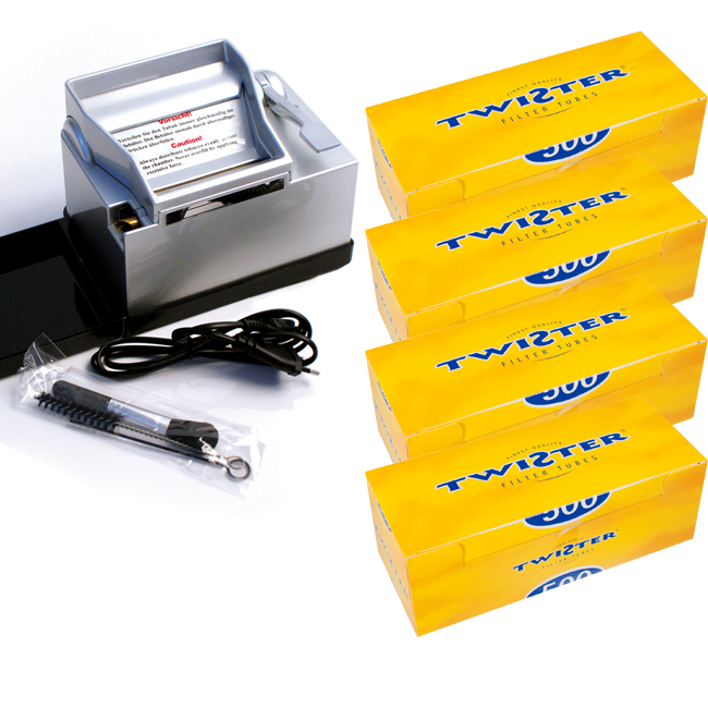 Artikelbild 1 des Artikels “Wert-Set: Powermatic 2 PLUS Silber Stopfmaschine mit 1.000 TWISTER Zigarettenhülsen “