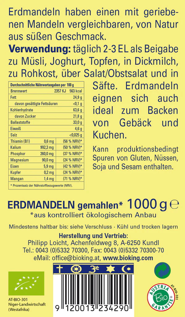 Artikelbild 2 des Artikels “BioKing Bio Erdmandeln Gemahlen Gerieben 1000 g“