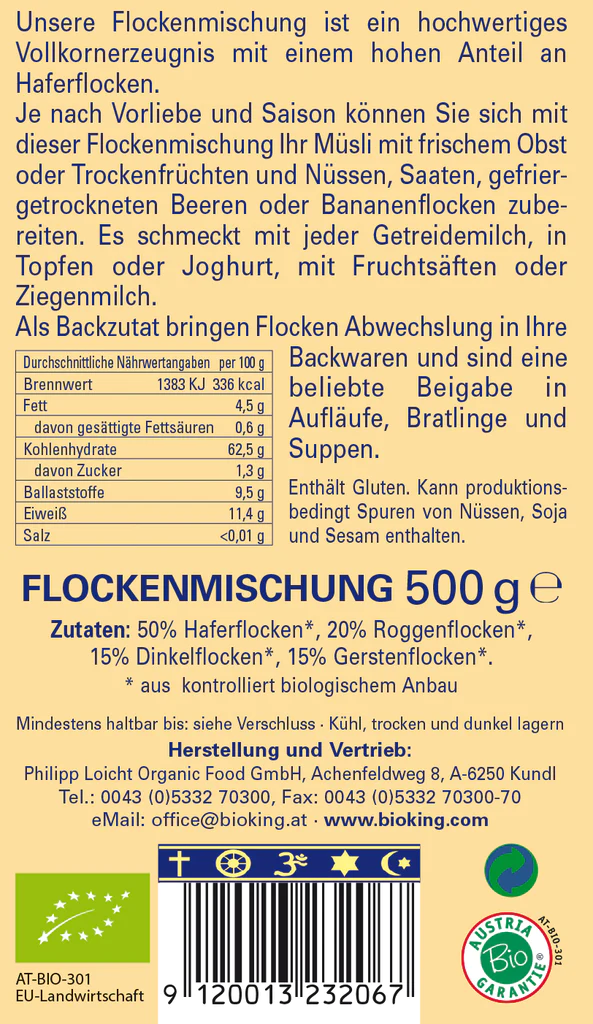 Artikelbild 2 des Artikels “BioKing Bio Flockenmischung, 500g “