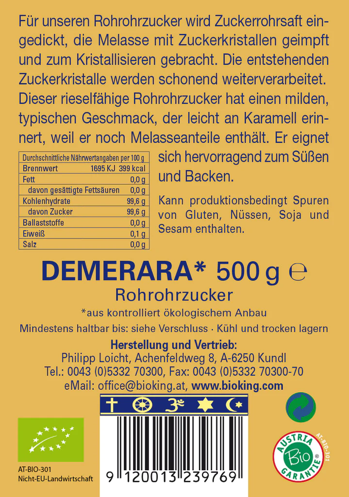 Artikelbild 2 des Artikels “BioKing Bio Demerara Rohrrohrzucker 500g-1000g “
